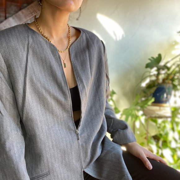 🏷 Sold  | Rafael Grey Zip Up Blazer - Picture 4 of 9